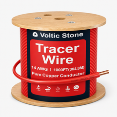VOLTIC STONE 14 AWG Red Electric Conduit Tracer Wire — True Gauge, 100% Solid Copper, Direct Burial PE
 image 2