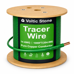 VOLTIC STONE 14 AWG Green Sewer Line Tracer Wire — True Gauge, 100% Solid Copper, Direct Burial PE
 image 2