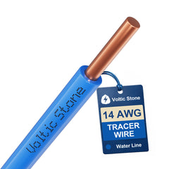 VOLTIC STONE 14 AWG Blue Water Line Tracer Wire — True Gauge, 100% Solid Copper, Direct Burial PE
 image 1