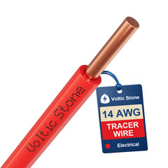 VOLTIC STONE 14 AWG Red Electric Conduit Tracer Wire — True Gauge, 100% Solid Copper, Direct Burial PE
 image 1
