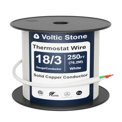 VOLTIC STONE 18/3 White Thermostat Wire — CMR Riser Rated, Pure Copper, ETL Listed
 image 3