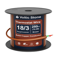 VOLTIC STONE 18/3 Brown Thermostat Wire — CMR Riser Rated, Pure Copper, ETL Listed
 image 4