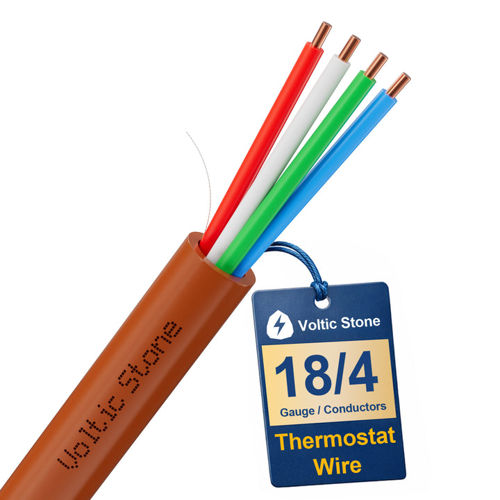 VOLTIC STONE 18/4 Brown Thermostat Wire — CMR Riser Rated, Pure Copper, ETL Listed
