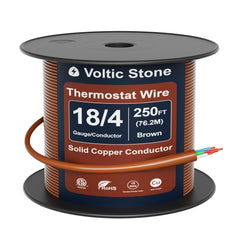 VOLTIC STONE 18/4 Brown Thermostat Wire — CMR Riser Rated, Pure Copper, ETL Listed
 image 3