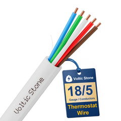 VOLTIC STONE 18/5 White Thermostat Wire — CMR Riser Rated, Pure Copper, ETL Listed
 image 1