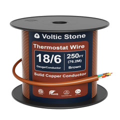 VOLTIC STONE 18/6 Brown Thermostat Wire — CMR Riser Rated, Pure Copper, ETL Listed
 image 3