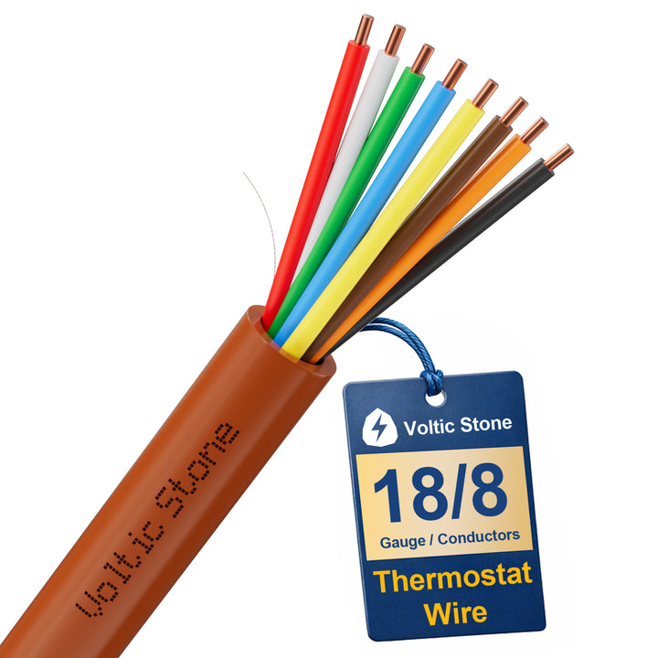 VOLTIC STONE 18/8 Brown Thermostat Wire — CMR Riser Rated, Pure Copper, ETL Listed
