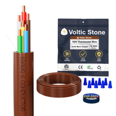 VOLTIC STONE 18/6 Brown Thermostat Wire — CMR Riser Rated, Pure Copper, ETL Listed
 image 2