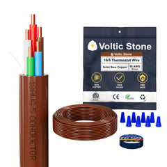 VOLTIC STONE 18/5 Brown Thermostat Wire — CMR Riser Rated, Pure Copper, ETL Listed
 image 2