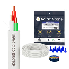 VOLTIC STONE 18/3 White Thermostat Wire — CMR Riser Rated, Pure Copper, ETL Listed
 image 2