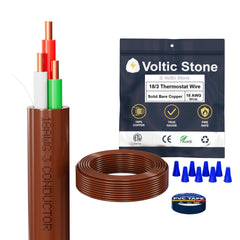 VOLTIC STONE 18/3 Brown Thermostat Wire — CMR Riser Rated, Pure Copper, ETL Listed
 image 2