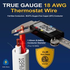 VOLTIC STONE 18/2 White Thermostat Wire — CMR Riser Rated, Pure Copper, ETL Listed
 image 5
