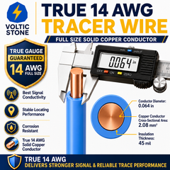 VOLTIC STONE 14 AWG Blue Water Line Tracer Wire — True Gauge, 100% Solid Copper, Direct Burial PE
 image 4