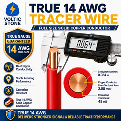 VOLTIC STONE 14 AWG Red Electric Conduit Tracer Wire — True Gauge, 100% Solid Copper, Direct Burial PE
 image 4