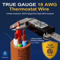 VOLTIC STONE 18/5 Brown Thermostat Wire — CMR Riser Rated, Pure Copper, ETL Listed
 image 5