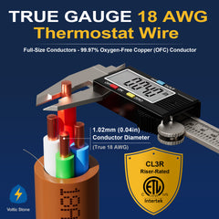 VOLTIC STONE 18/4 Brown Thermostat Wire — CMR Riser Rated, Pure Copper, ETL Listed
 image 4
