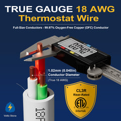 VOLTIC STONE 18/3 White Thermostat Wire — CMR Riser Rated, Pure Copper, ETL Listed
 image 5