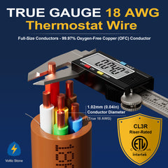 VOLTIC STONE 18/6 Brown Thermostat Wire — CMR Riser Rated, Pure Copper, ETL Listed
 image 5