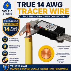 VOLTIC STONE 14 AWG Yellow Gas Line Tracer Wire — True Gauge, 100% Solid Copper, Direct Burial PE
 image 4