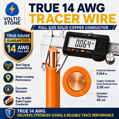 VOLTIC STONE 14 AWG Orange Communications Tracer Wire — True Gauge, 100% Solid Copper, Direct Burial PE
 image 5