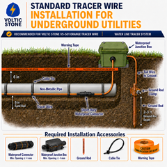 VOLTIC STONE 14 AWG Orange Communications Tracer Wire — True Gauge, 100% Solid Copper, Direct Burial PE
 image 3
