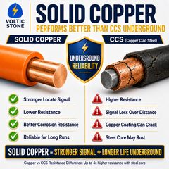 VOLTIC STONE 14 AWG Orange Communications Tracer Wire — True Gauge, 100% Solid Copper, Direct Burial PE
 image 6