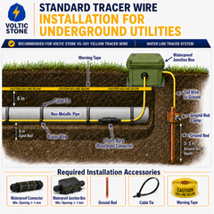 VOLTIC STONE 14 AWG Yellow Gas Line Tracer Wire — True Gauge, 100% Solid Copper, Direct Burial PE
 image 3
