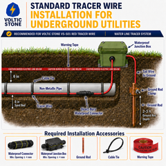 VOLTIC STONE 14 AWG Red Electric Conduit Tracer Wire — True Gauge, 100% Solid Copper, Direct Burial PE
 image 3