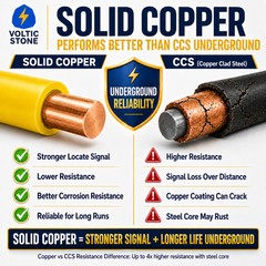 VOLTIC STONE 14 AWG Yellow Gas Line Tracer Wire — True Gauge, 100% Solid Copper, Direct Burial PE
 image 7
