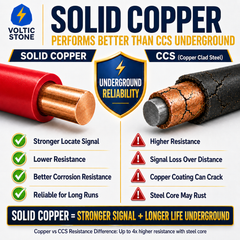 VOLTIC STONE 14 AWG Red Electric Conduit Tracer Wire — True Gauge, 100% Solid Copper, Direct Burial PE
 image 6