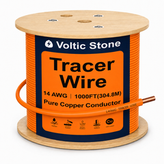VOLTIC STONE 14 AWG Orange Communications Tracer Wire — True Gauge, 100% Solid Copper, Direct Burial PE
 image 2