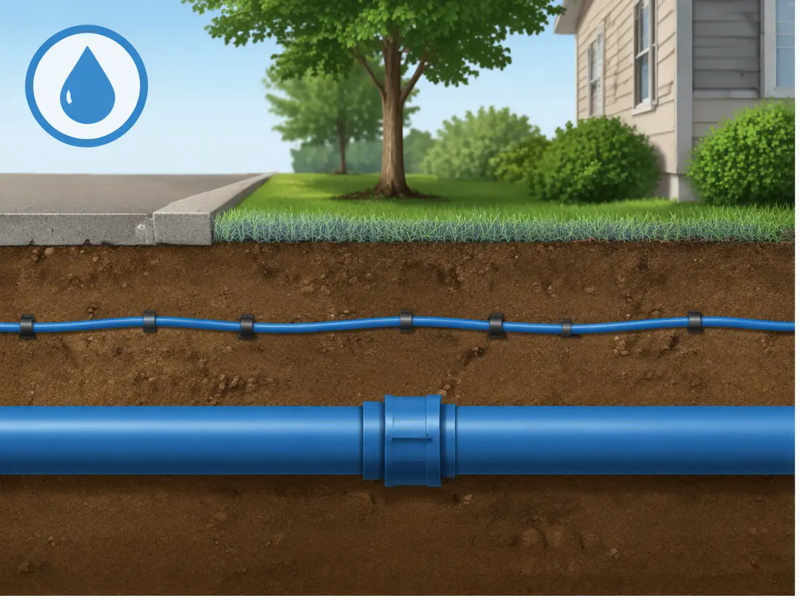 Blue tracer wire for water line locating