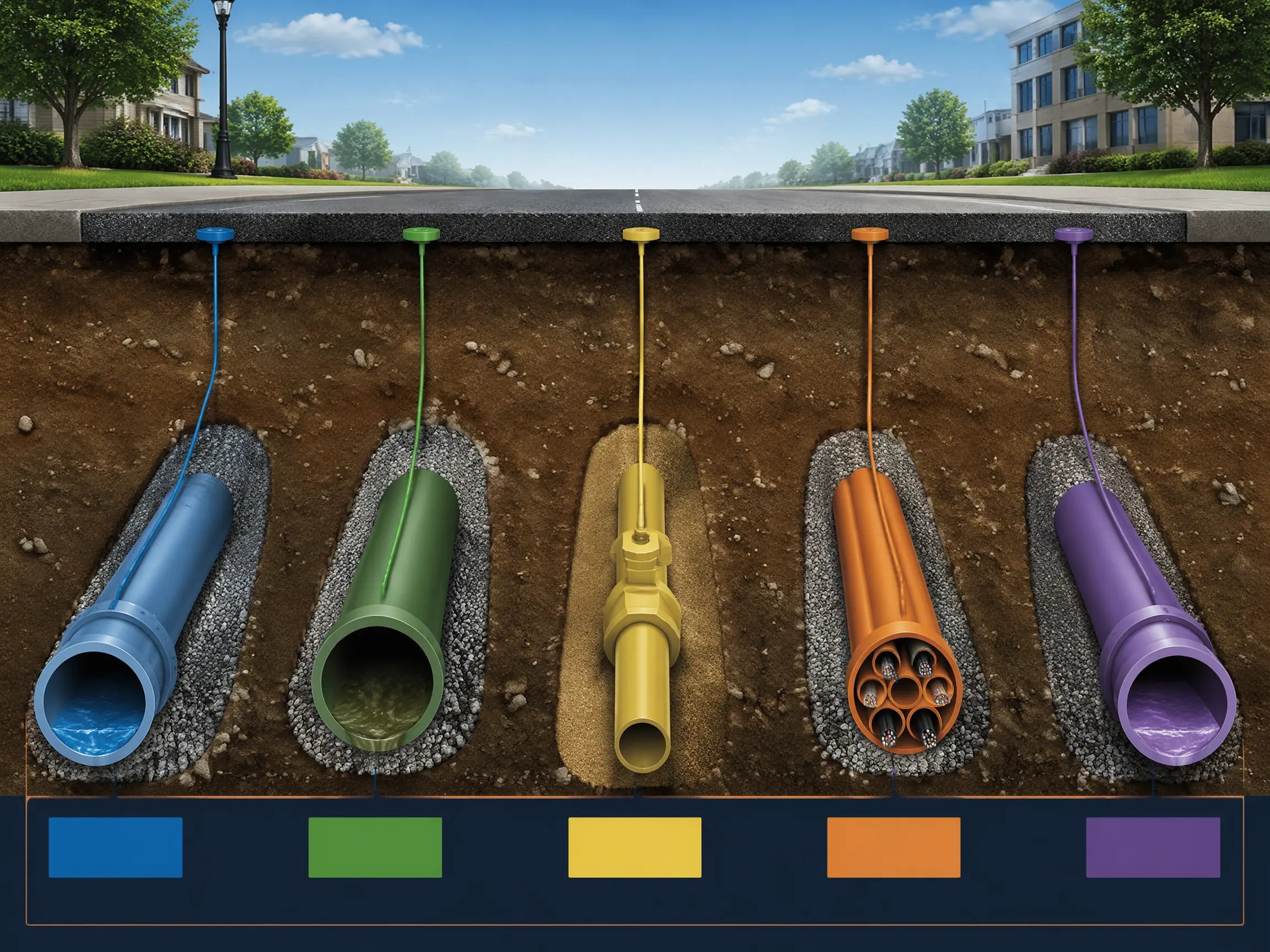 APWA color coded underground utility paths