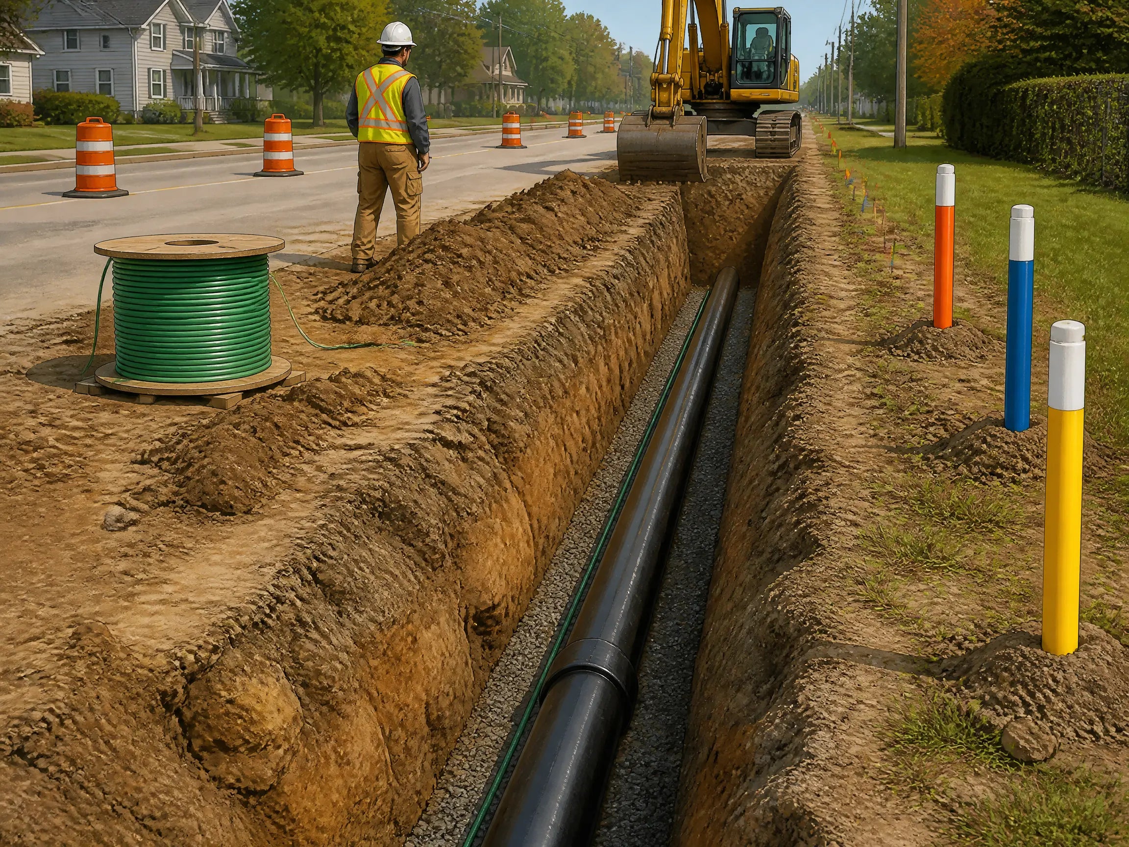 Open cut trench tracer wire