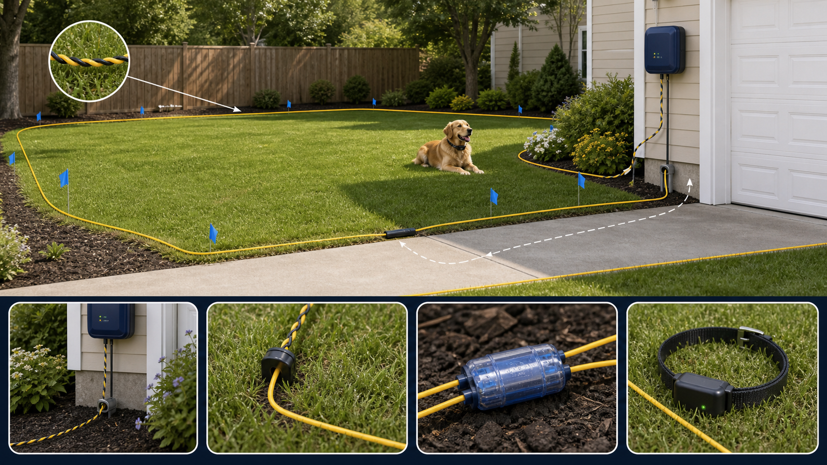 Dog Fence Single Loop Boundary Line Installation Plan for Suburban Whole-Yard Plan Details visual